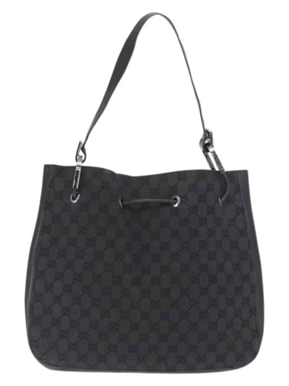 GUCCI GG Canvas Shoulder Bag Black Silver 001 3746 Auth 170401 - Picture 2 of 16